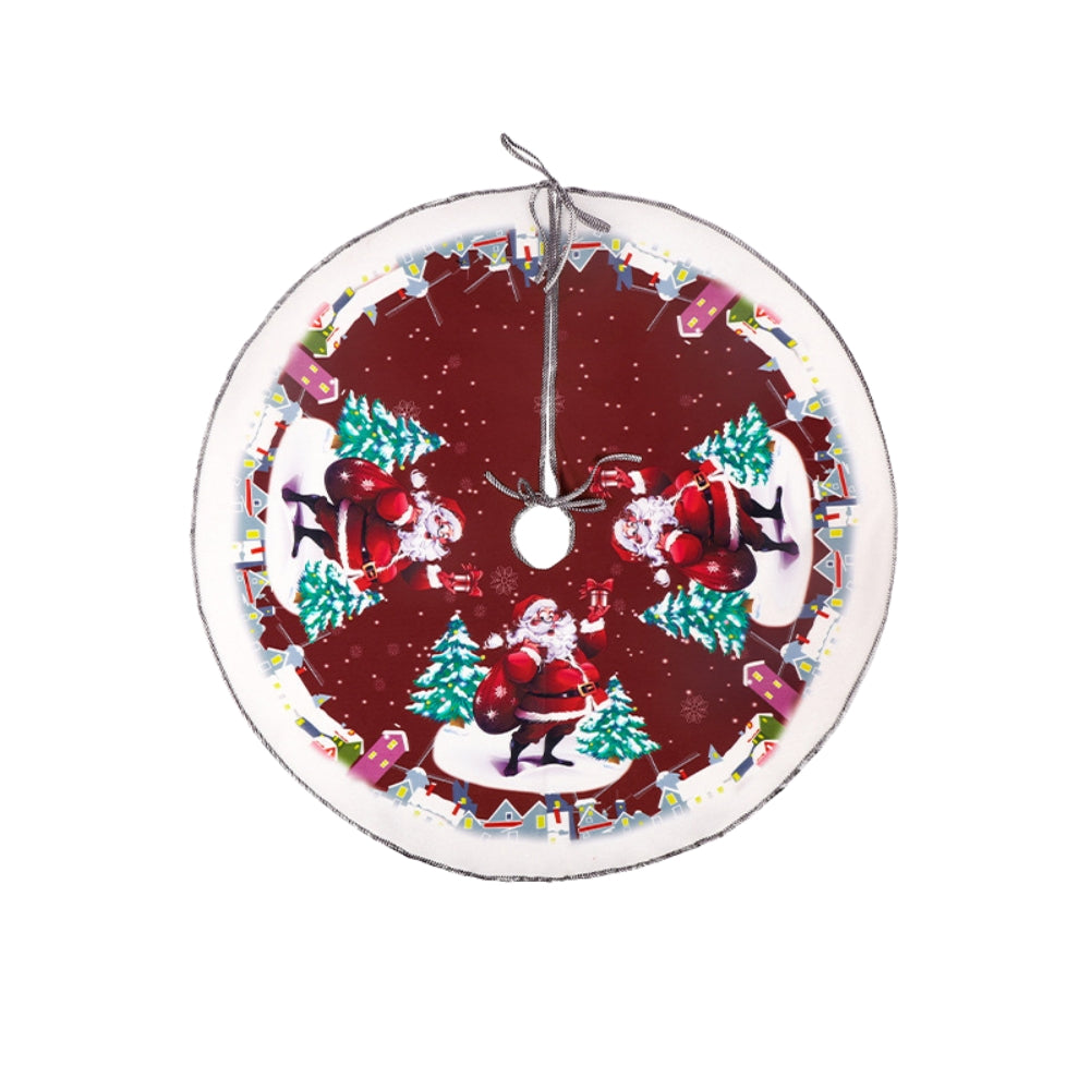 Christmas Tree Skirt Red Christmas Tree Foot Cover Santa Claus Snowflake Christmas Tree Carpet_11