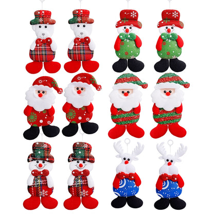 12 PCS Christmas Plush Doll Ornaments Santa Claus Snowman Xmas Tree Hanging Pendants_6