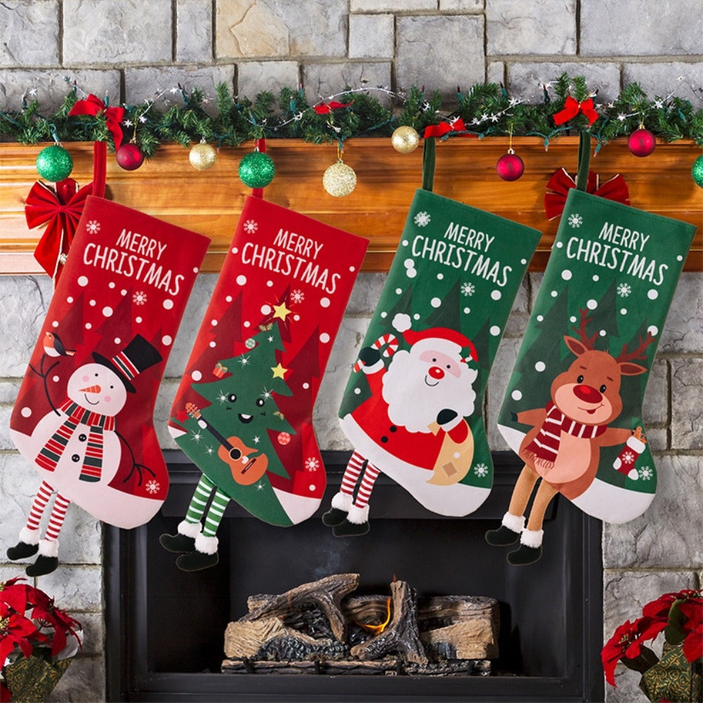 Christmas Stocking Large Stockings Santa Snowman Candy Gift Socks Tree Ornament Decorations_1