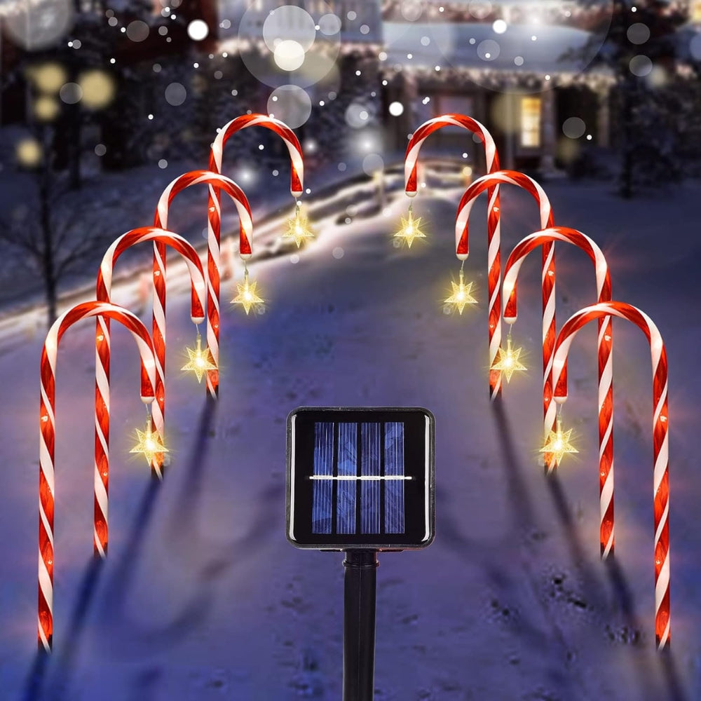 5PCS Set Solar Cane Light Outdoor Waterproof Christmas Candy Ground Light Garden_3