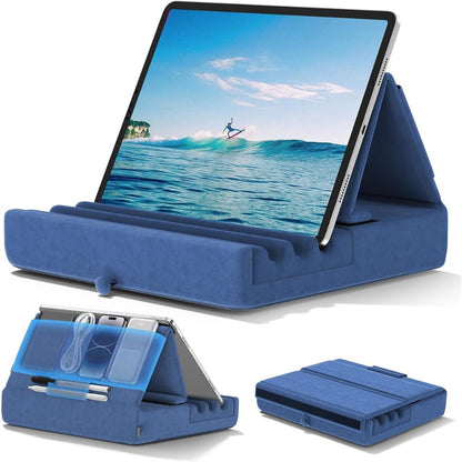 Tablet Pillow Stand Foldable Holder for iPad Pro with Soft Pad, Pocket and Stylus Mount_7