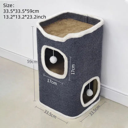 Cozy 3-Tier Cat Bed with Soft Mat and Plush Hideaway_7