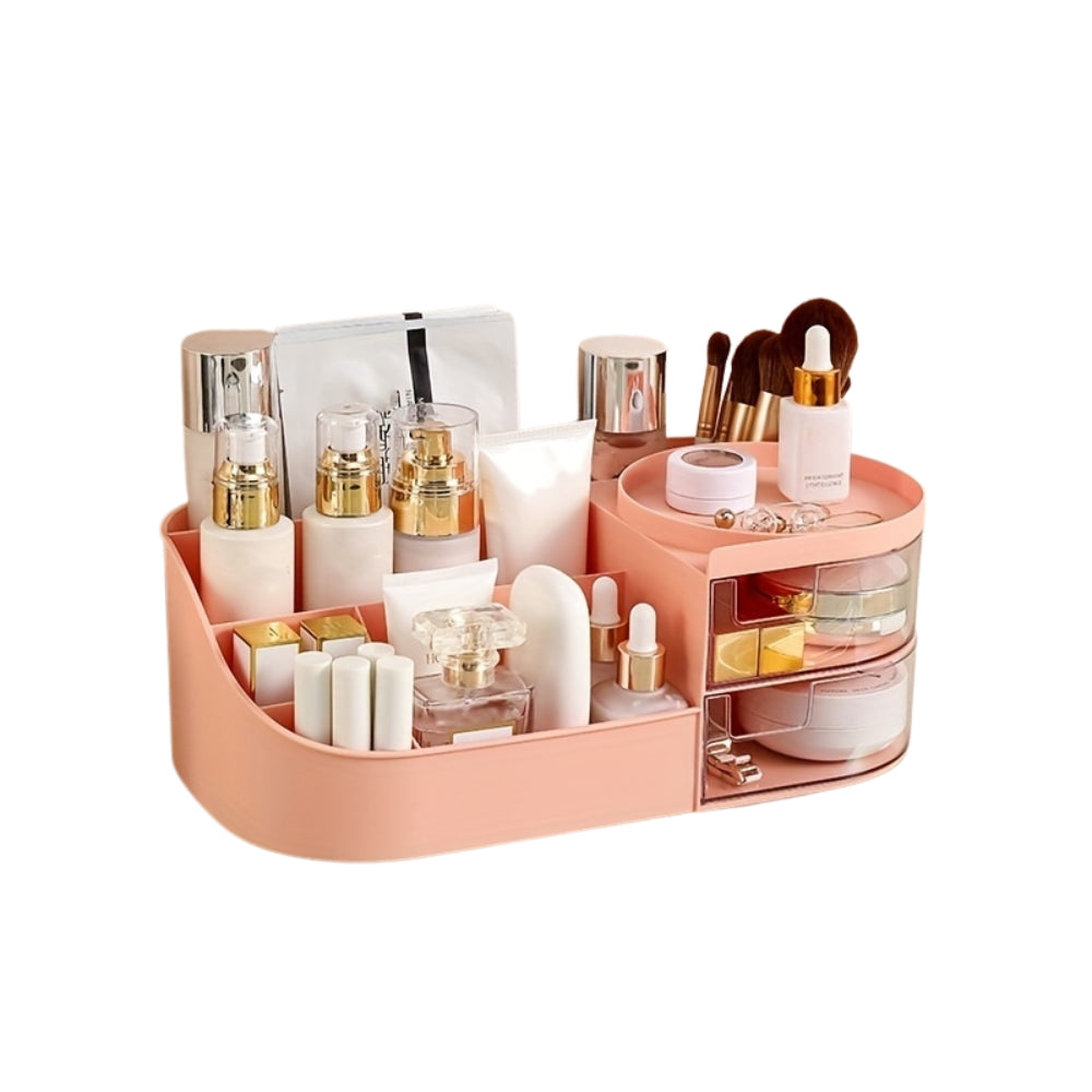 Large Capacity Cosmetic Storage Box with Clear Drawer Multi functional Makeup Organizer_5