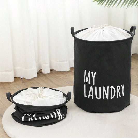 Foldable Drawstring Laundry Basket Large Capacity Waterproof Clothes Storage Basket For Home Bathroom Organizer_0