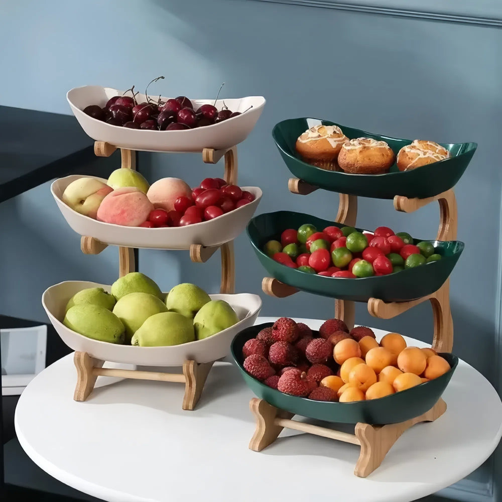 Modern Fruit Basket 2/3 Layer Plastic Snack Dish for Home Living Room_0