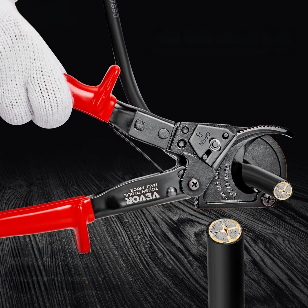 Ratcheting Cable Cutter Quick Release Ratchet Wire and Cable Cutter Cut with Comfortable Grip Handles Easy to Use_4