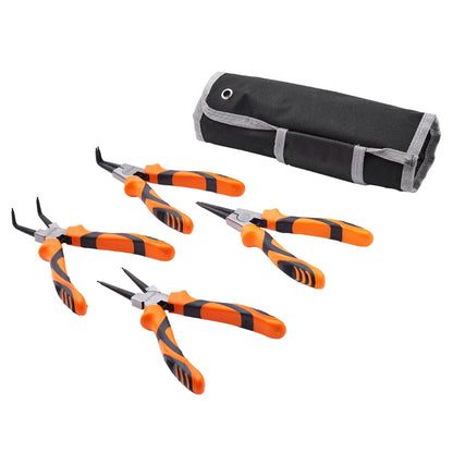 4 Piece Snap Ring Pliers Set Tip Diameter High Carbon Steel Straight and Bent Jaw Heavy Duty Pliers and Tool Bag_0