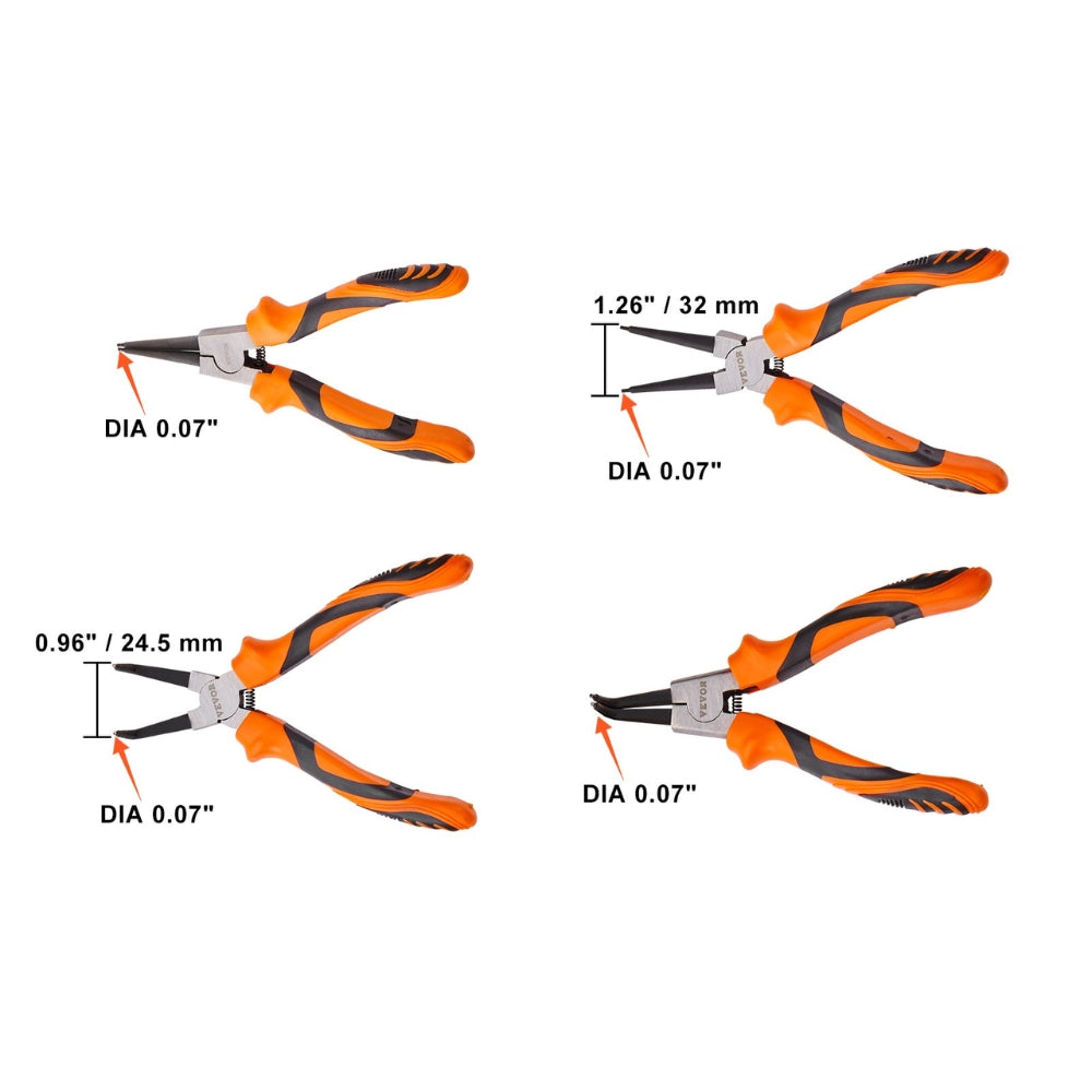 4 Piece Snap Ring Pliers Set Tip Diameter High Carbon Steel Straight and Bent Jaw Heavy Duty Pliers and Tool Bag_8