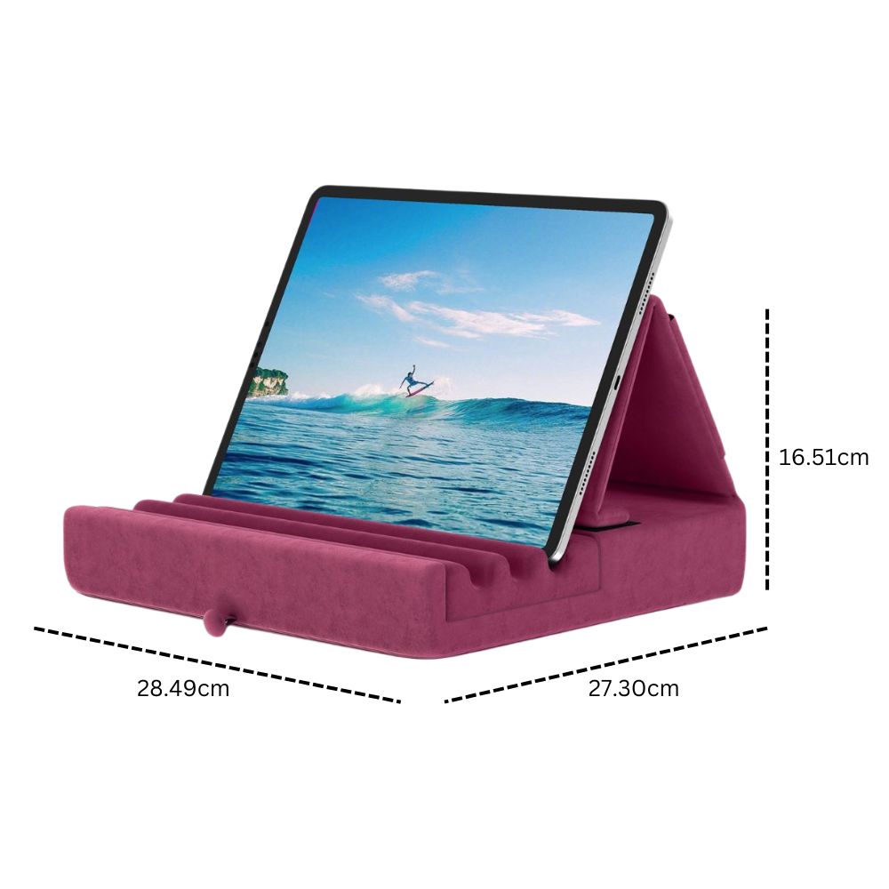 Tablet Pillow Stand Foldable Holder for iPad Pro with Soft Pad, Pocket and Stylus Mount_8