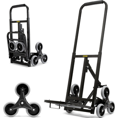 375lbs Stair Climbing Cart Foldable Dolly with Adjustable Handle Hand Truck 10 Wheels All Terrain Cart_4