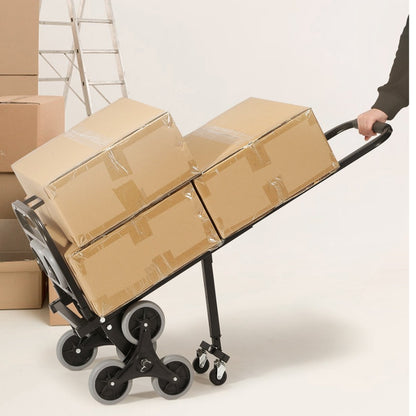 375lbs Stair Climbing Cart Foldable Dolly with Adjustable Handle Hand Truck 10 Wheels All Terrain Cart_5