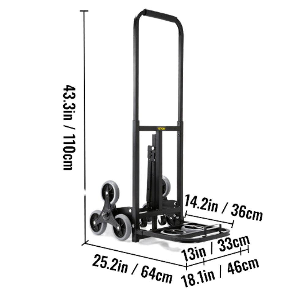 375lbs Stair Climbing Cart Foldable Dolly with Adjustable Handle Hand Truck 10 Wheels All Terrain Cart_6