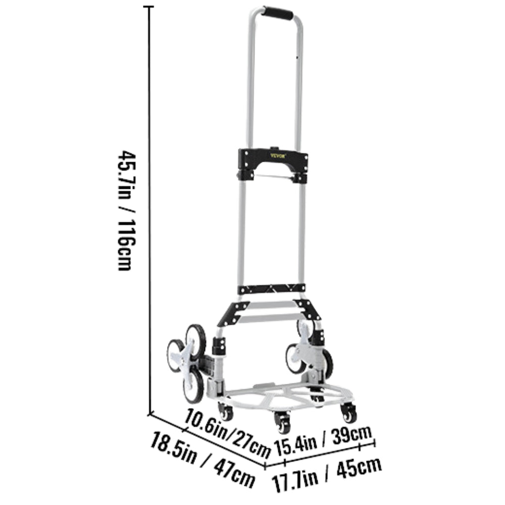 220lbs Stair Climbing Cart Foldable Hand Truck with Adjustable Handle Height 4 Wheels for Warehouse Shopping_6