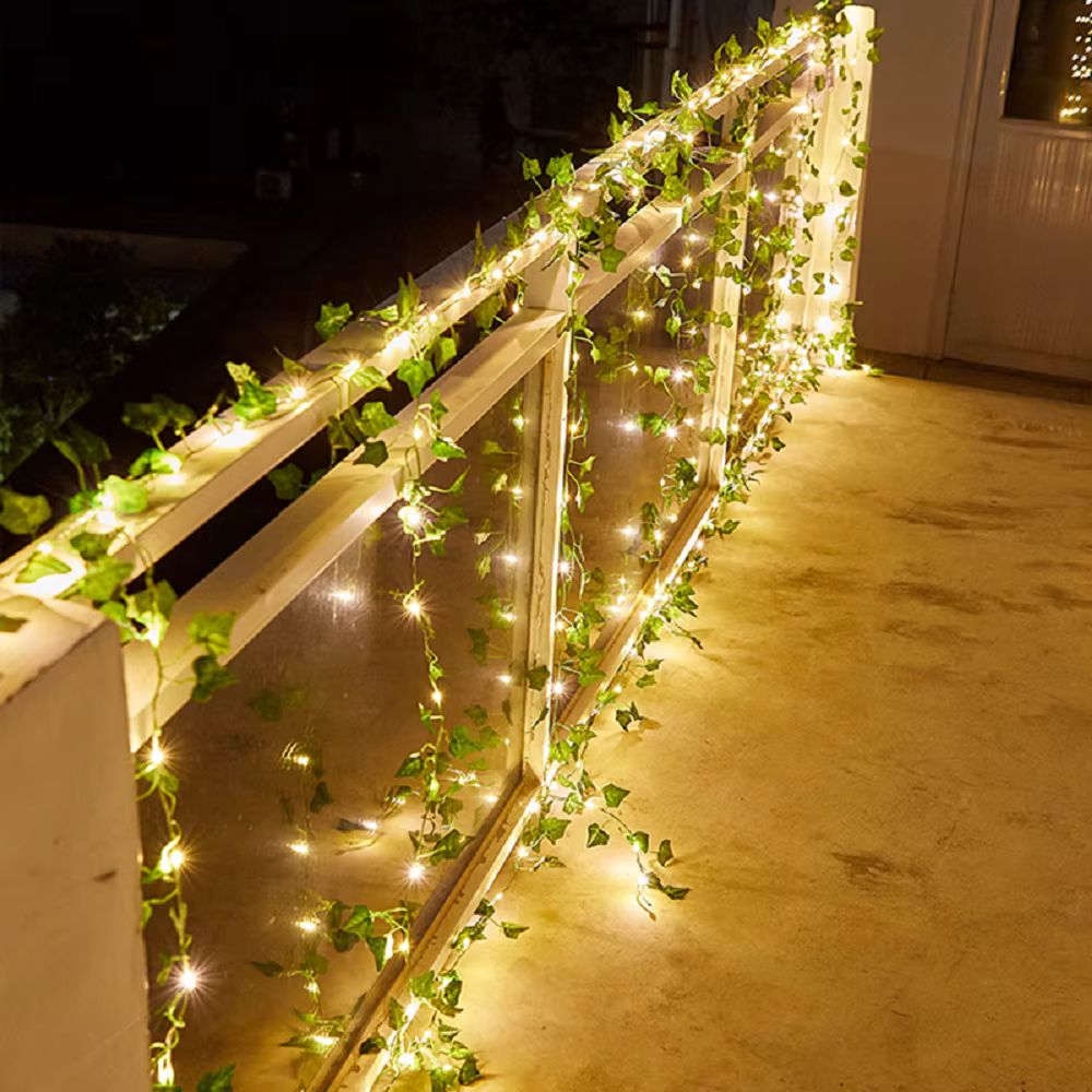 Outdoor Solar Maple Leaf Garland Fairy Lights for Festive Garden Decor_3