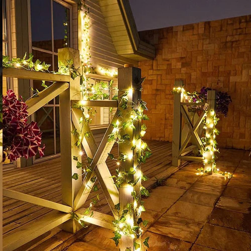 Outdoor Solar Maple Leaf Garland Fairy Lights for Festive Garden Decor_4