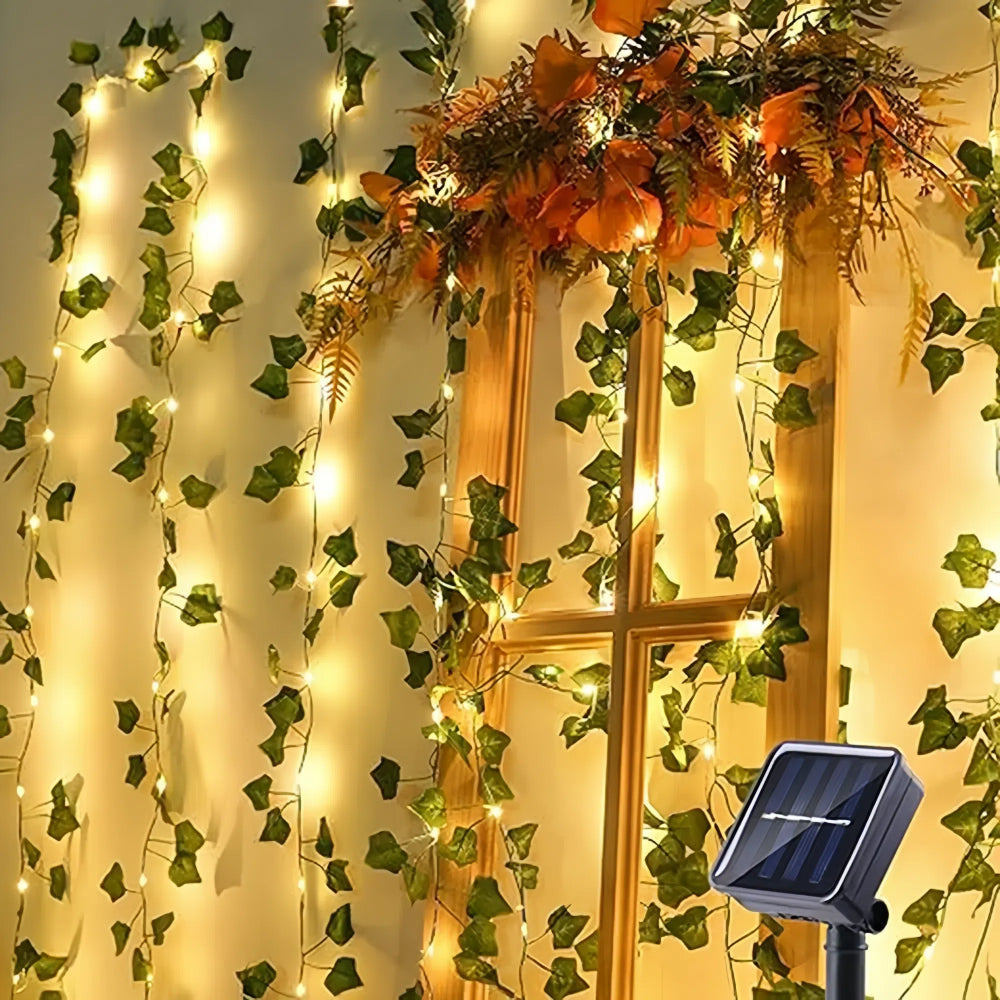 Outdoor Solar Maple Leaf Garland Fairy Lights for Festive Garden Decor_0