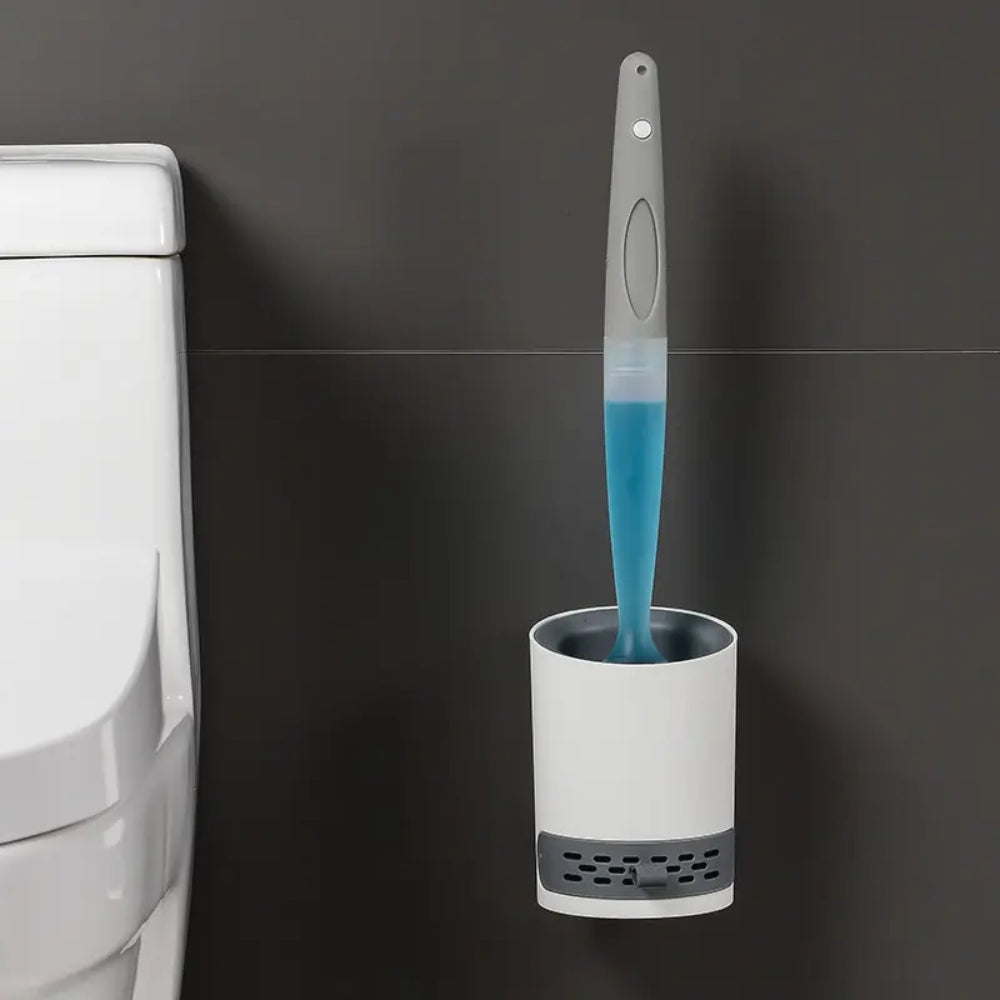 Water Spray Silicone Toilet Brush With Wall Mounted Bathroom Cleaning_3