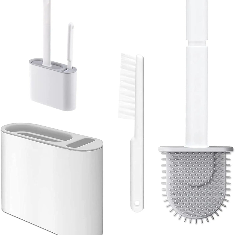 Wall Mounted TPR Toilet Brush With Long Handle Silicone Soft Bristle Brush_5