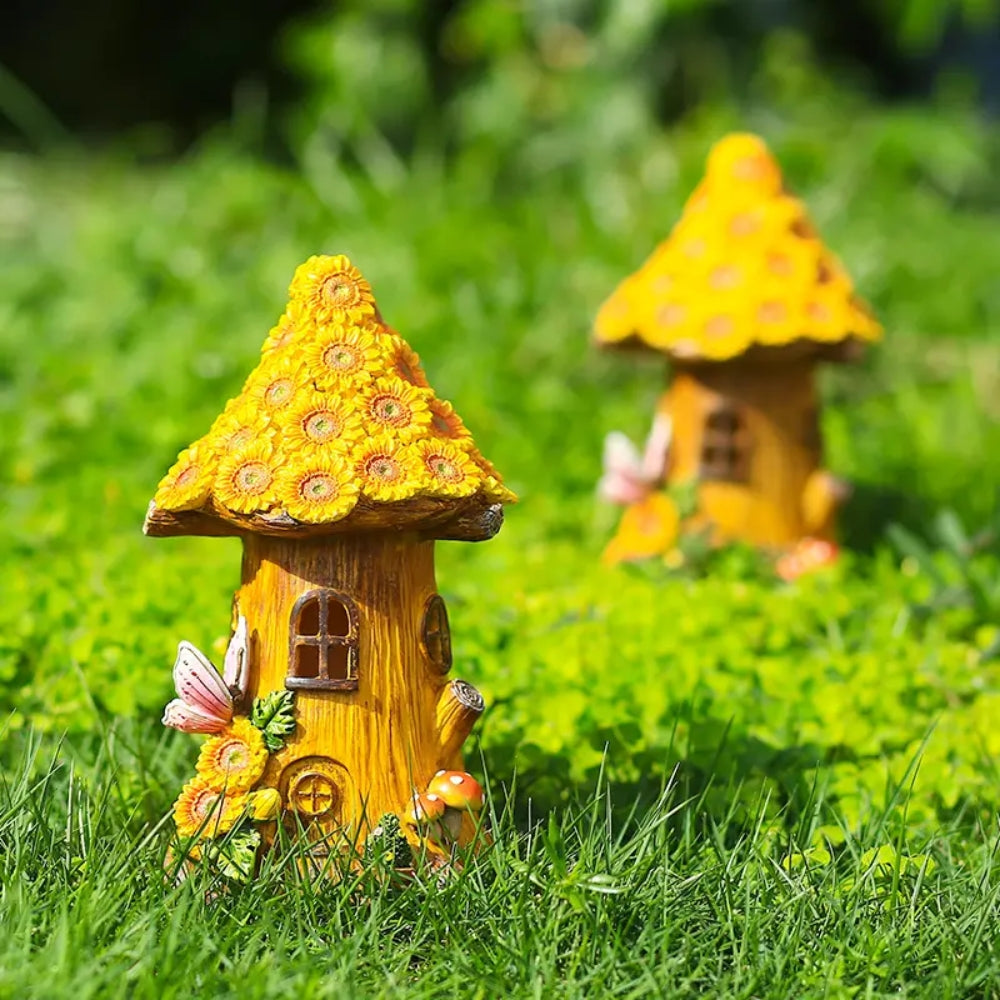 Craft Miniature Flower House Solar LED Lights Garden Fairy_1