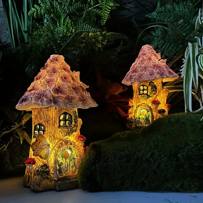 Craft Miniature Flower House Solar LED Lights Garden Fairy_5