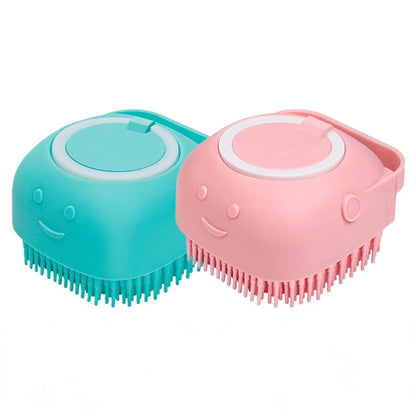 Dog Bathing Brush Pet Massage Brush Shampoo Dispenser Soft Silicone Brush_13