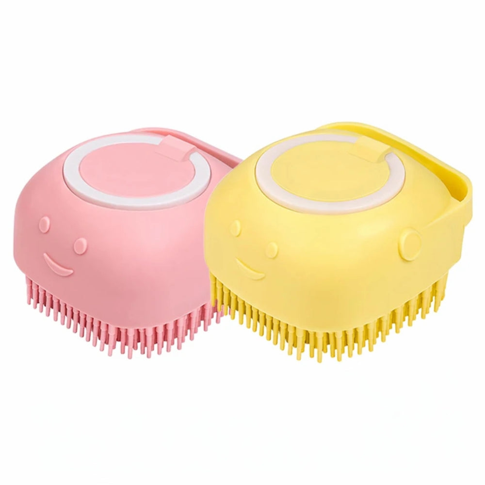 Dog Bathing Brush Pet Massage Brush Shampoo Dispenser Soft Silicone Brush_14