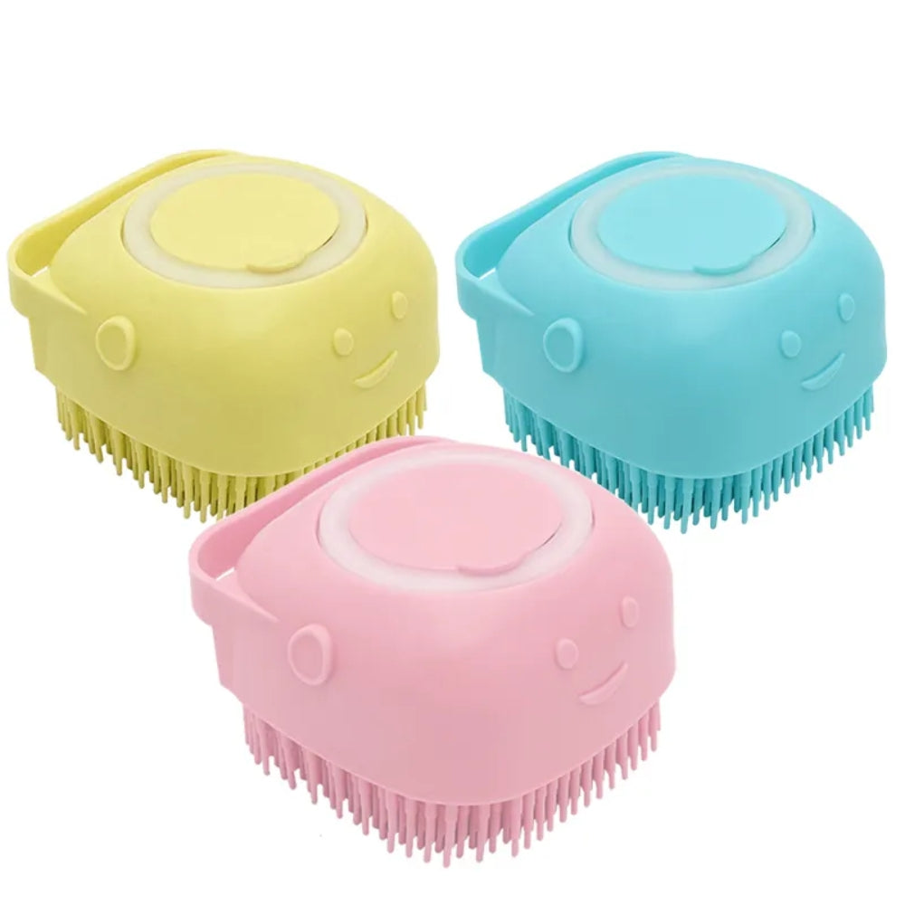 Dog Bathing Brush Pet Massage Brush Shampoo Dispenser Soft Silicone Brush_6