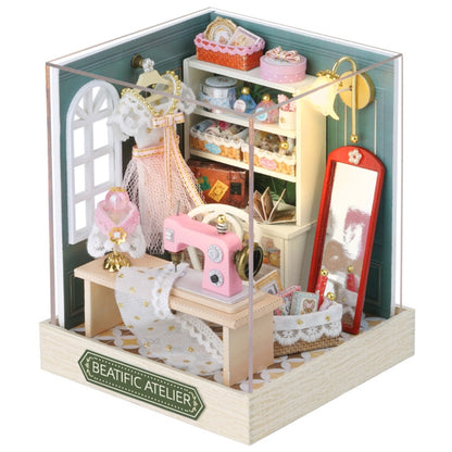 Magic Wooden Doll House Mini Kit DIY Handmade Assembly Model Building Room_12