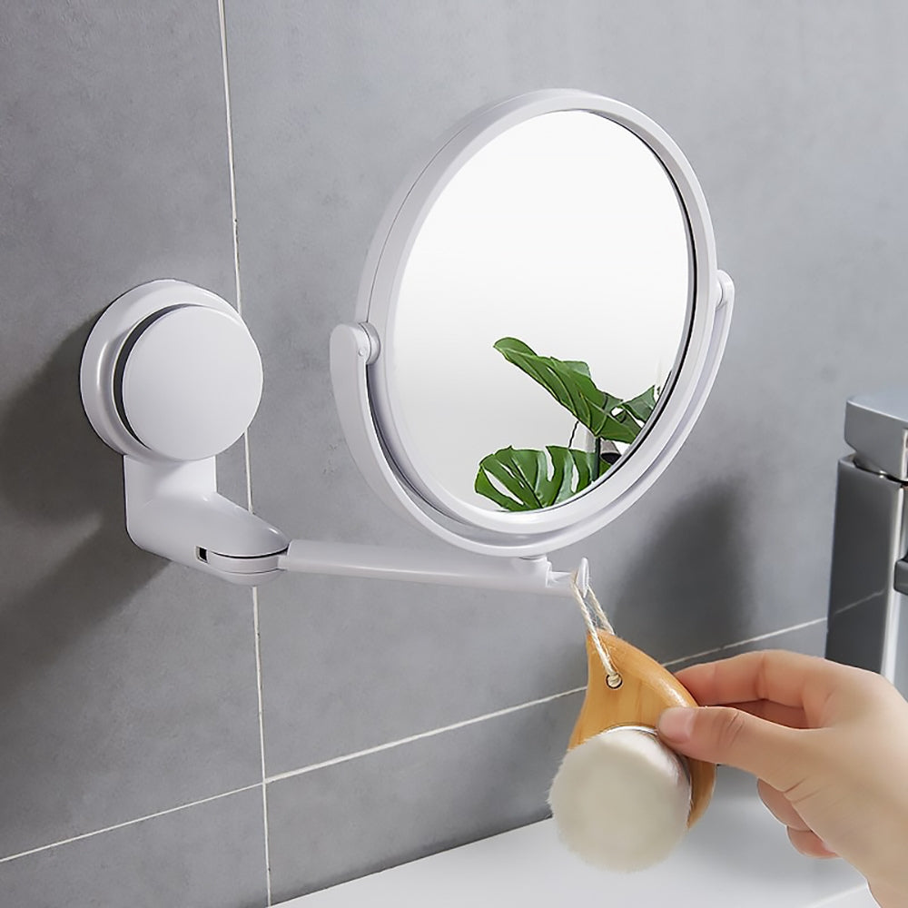 Folding Round Makeup Mirror Wall Mounted Rotating Double Sided Mirror_3