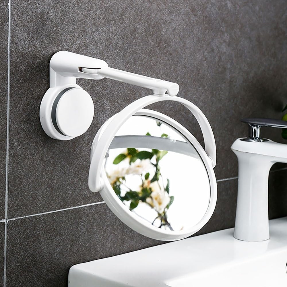 Folding Round Makeup Mirror Wall Mounted Rotating Double Sided Mirror_4