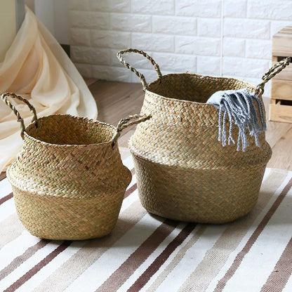 Nordic Style Seaweed Wicker Basket for Home Storage_4