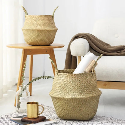 Nordic Style Seaweed Wicker Basket for Home Storage_2