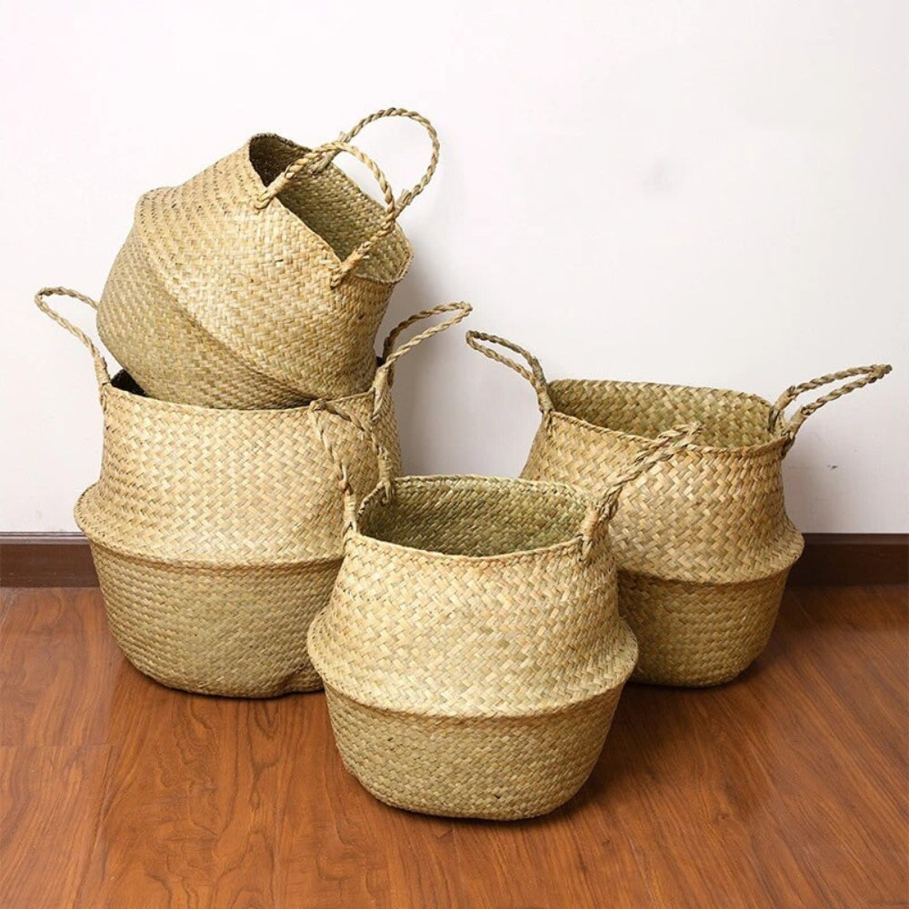 Nordic Style Seaweed Wicker Basket for Home Storage_5