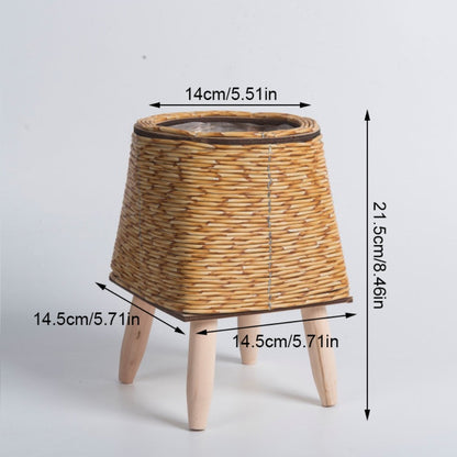 Nordic Style Faux Rattan Plant Stand Flower Shelf Flower Pot_13