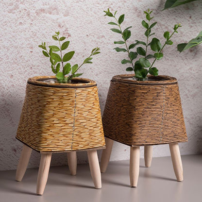 Nordic Style Faux Rattan Plant Stand Flower Shelf Flower Pot_1